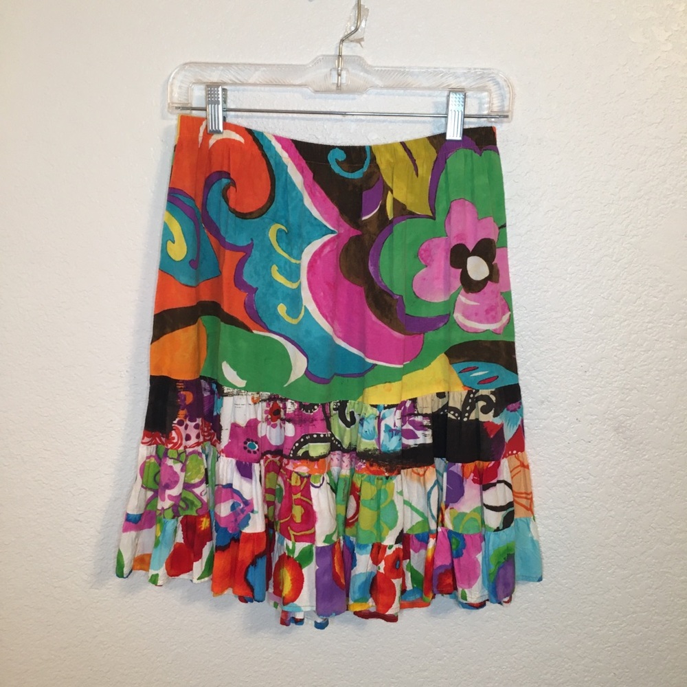 🌺VTG Jam’s World ruffle rayon mini skirt